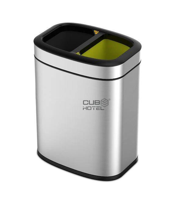 Papelera Abierta Inoxidable 10+10L EKO Oli Cube